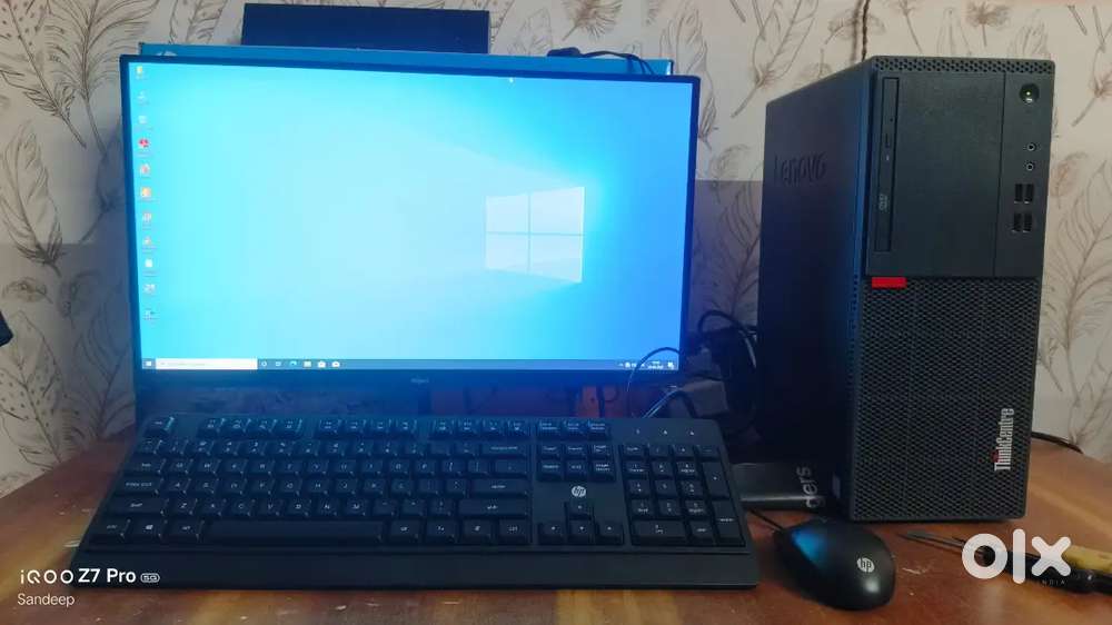 22 inch Lcd display with lenovo cpu and hp keyboard mouse.