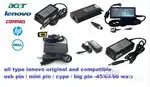 all type Lenovo adapters, original nd compatible, start rs 449 1yr wty