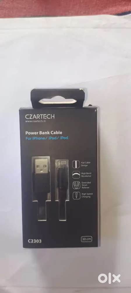 CZARTECH POWER BANK CABLE FOR IPHONE/IPOD/IPAD .NEW ONE
