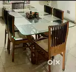 6-Seater Dining Table with Toughened Glass Top for sale