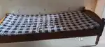 Single size wooden bed with mattress