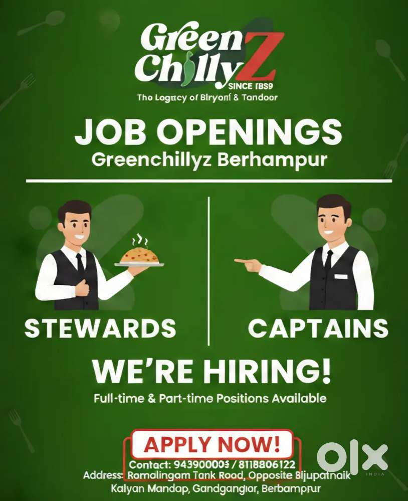 REQUIRED CAPTAINS STEWARTS  AT BERHAMPUR