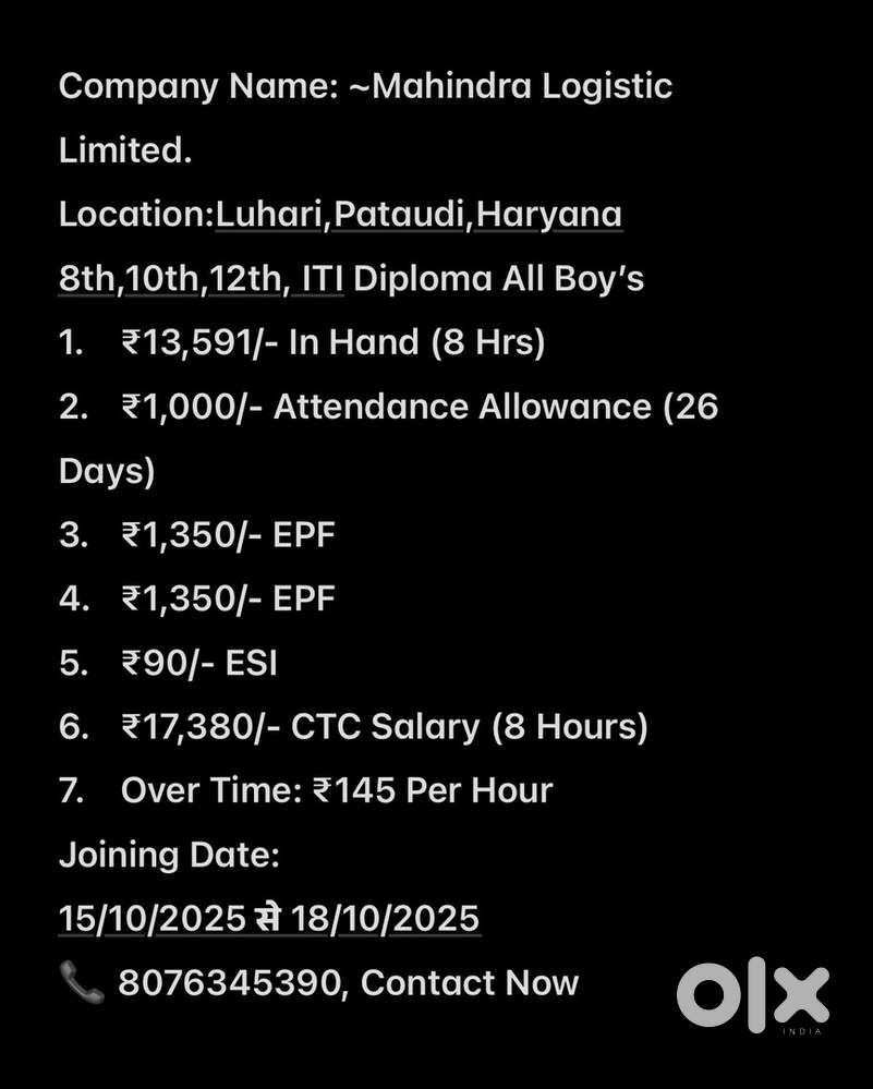 8 to 12 passiut Mahindra logistics where house