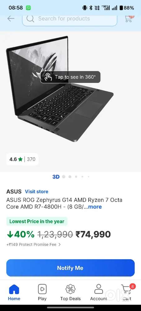 Asus zephyrus G14 gaming laptop