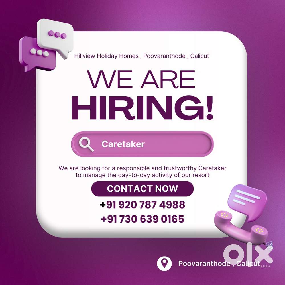 Care taker cum cleaning staff for resort