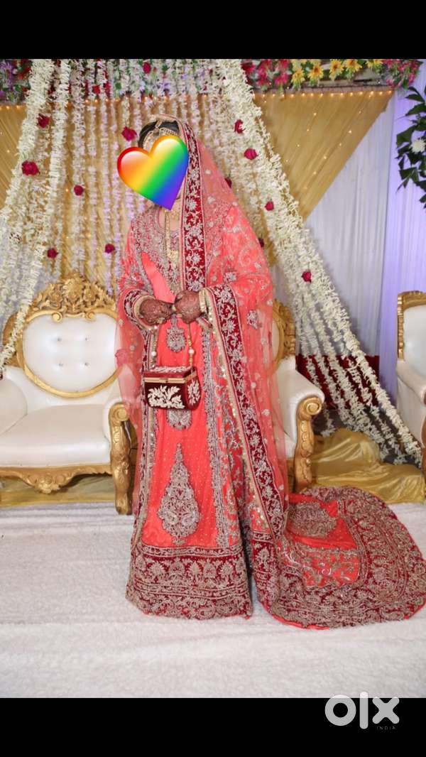 Handmade embroidered Bridal tail gown