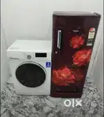 Id= 209209.  Flower design refrigerator with White colour Washing maci