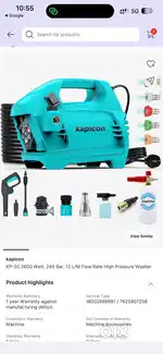 Kapicon ko 50 pressure washer for car bike ac servicing etc