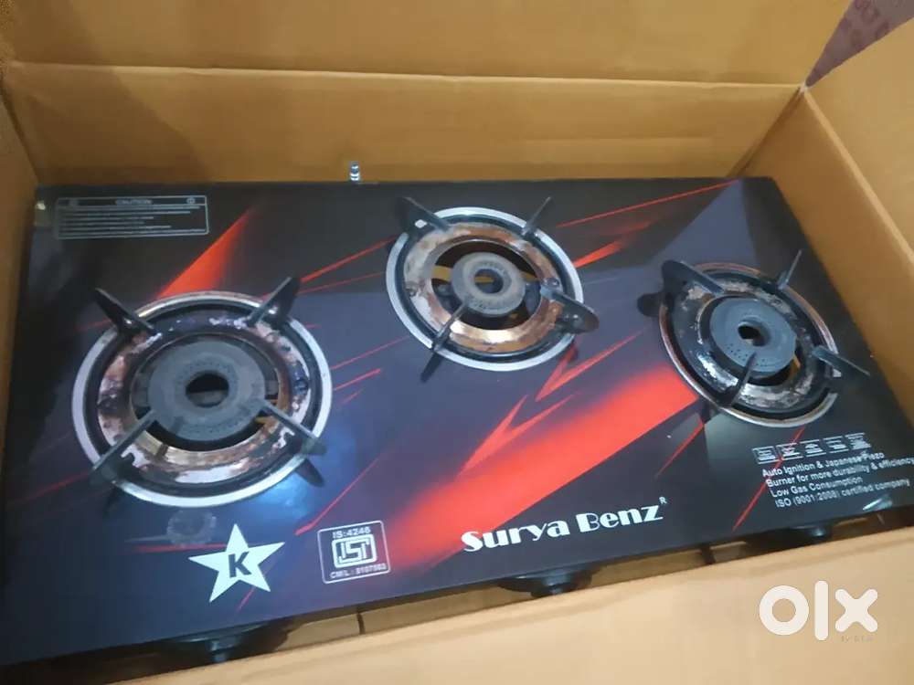 Surya benz automatic three burner gas stove