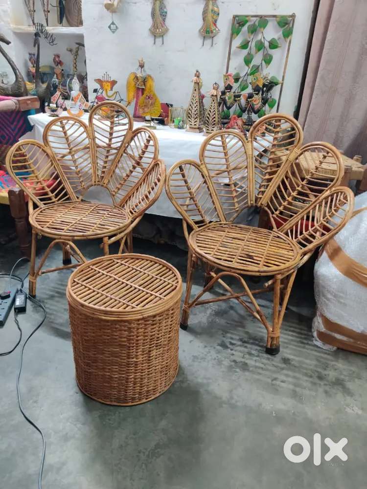 Cane peacock chair cane table charpai handicrafts bamboo mudda stool