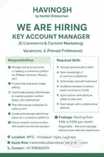 Key Account Manager – E-Commerce & Content Marketing(Female Pre)
