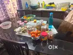 Oval shaped Aesthetic glass 6 chaired Dining table