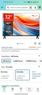 TCL 32 inch android frameless TV sealed pack