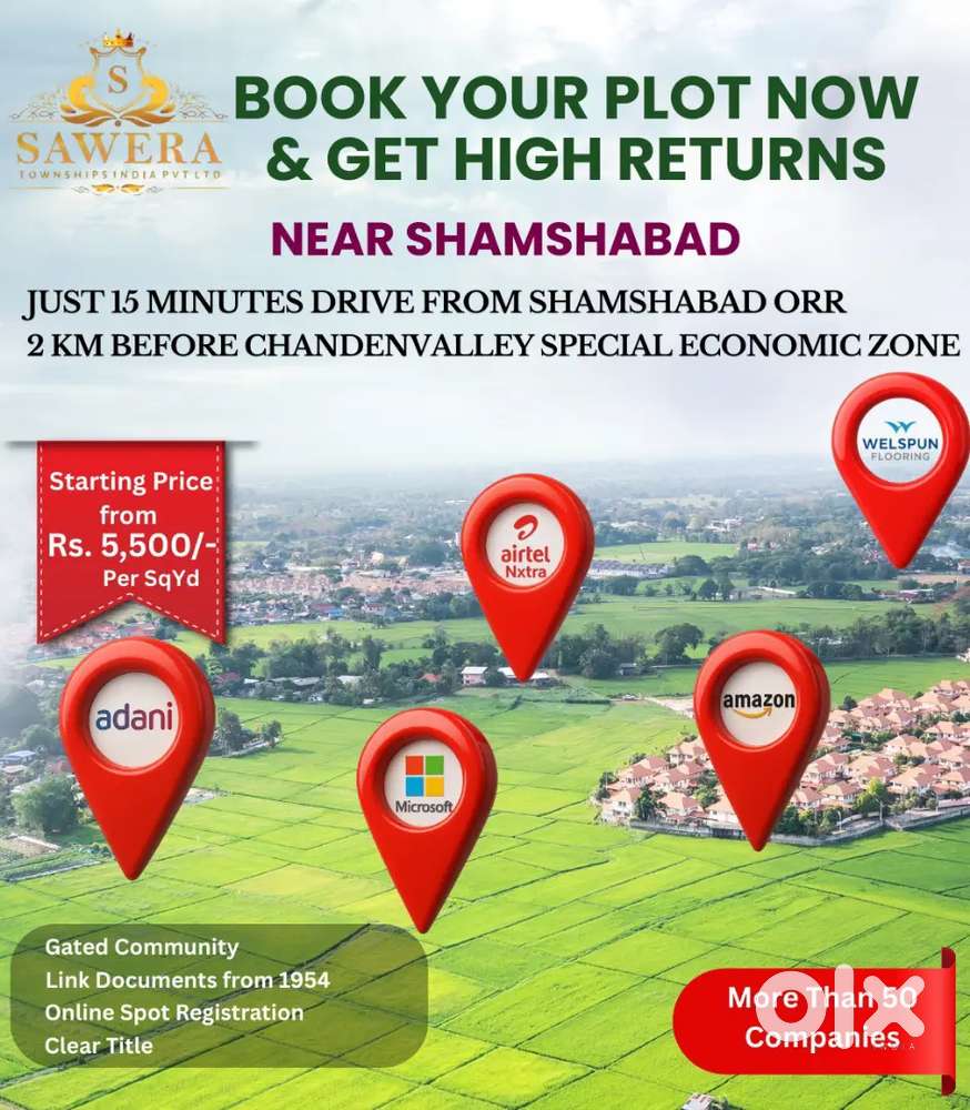 Open Plots for Sale @ ₹5,500 Per Sq. Yd.
