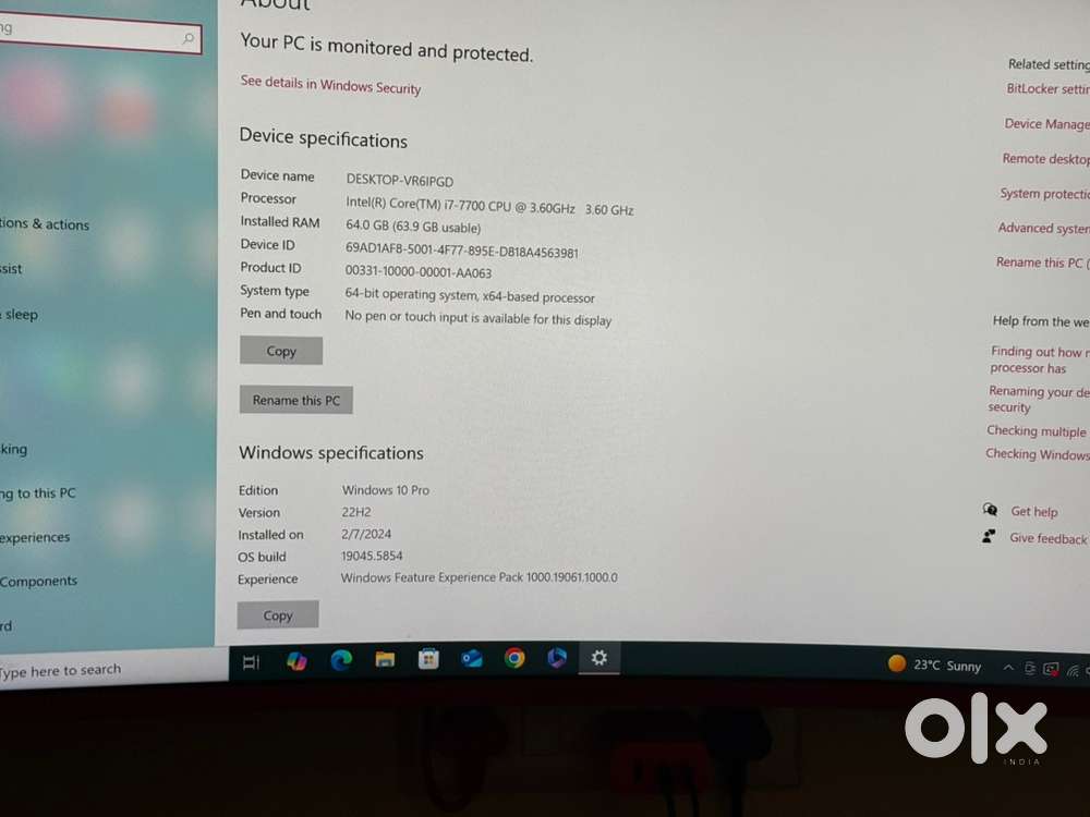 Dell Intel core i7 7th gen 3,60ghz 64gb ddr4 256gb ssd 3tb hdd S32A mo