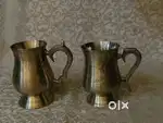 Pure brass solid heavy bear mugs embossed