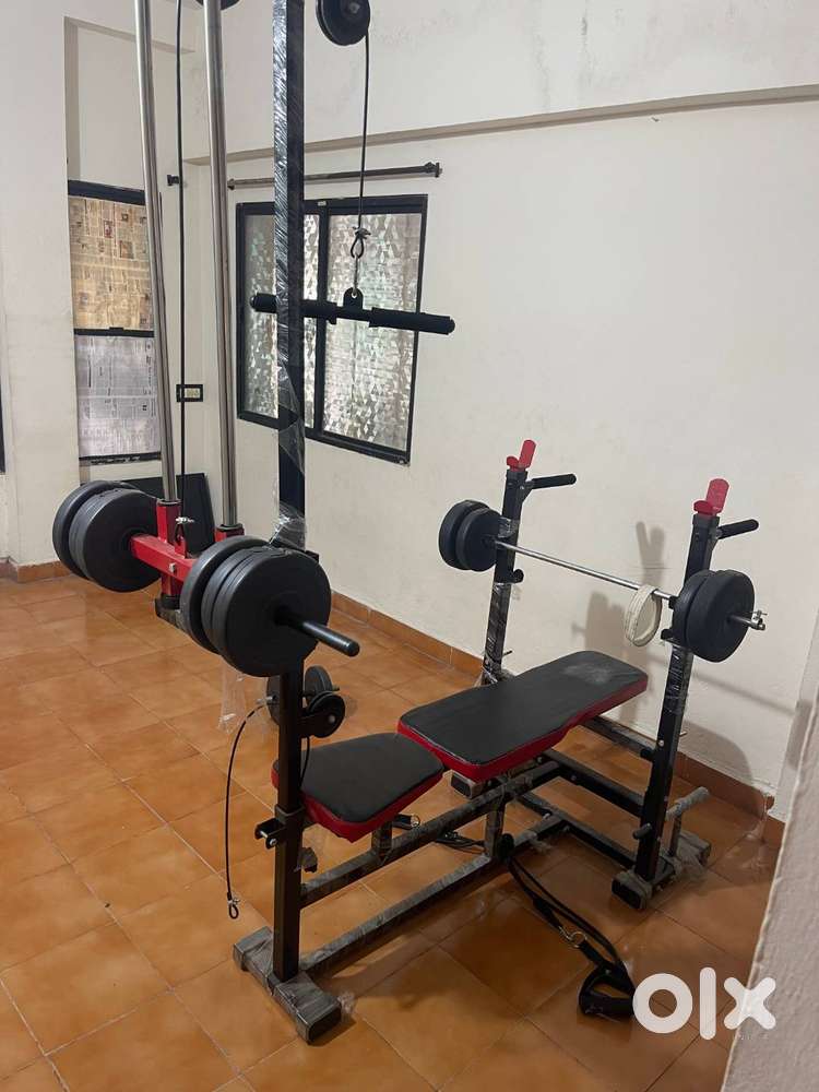 Home Gym Multi-Function Bench + Weights & Lat Pulldown Set