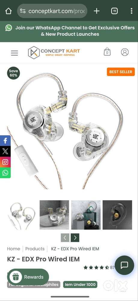 Kz EDX Pro IEM/ In Ear Monitor Studio Earphone for sound mixing