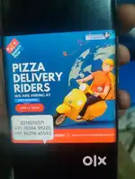 Dominos me delivery boy ki need h