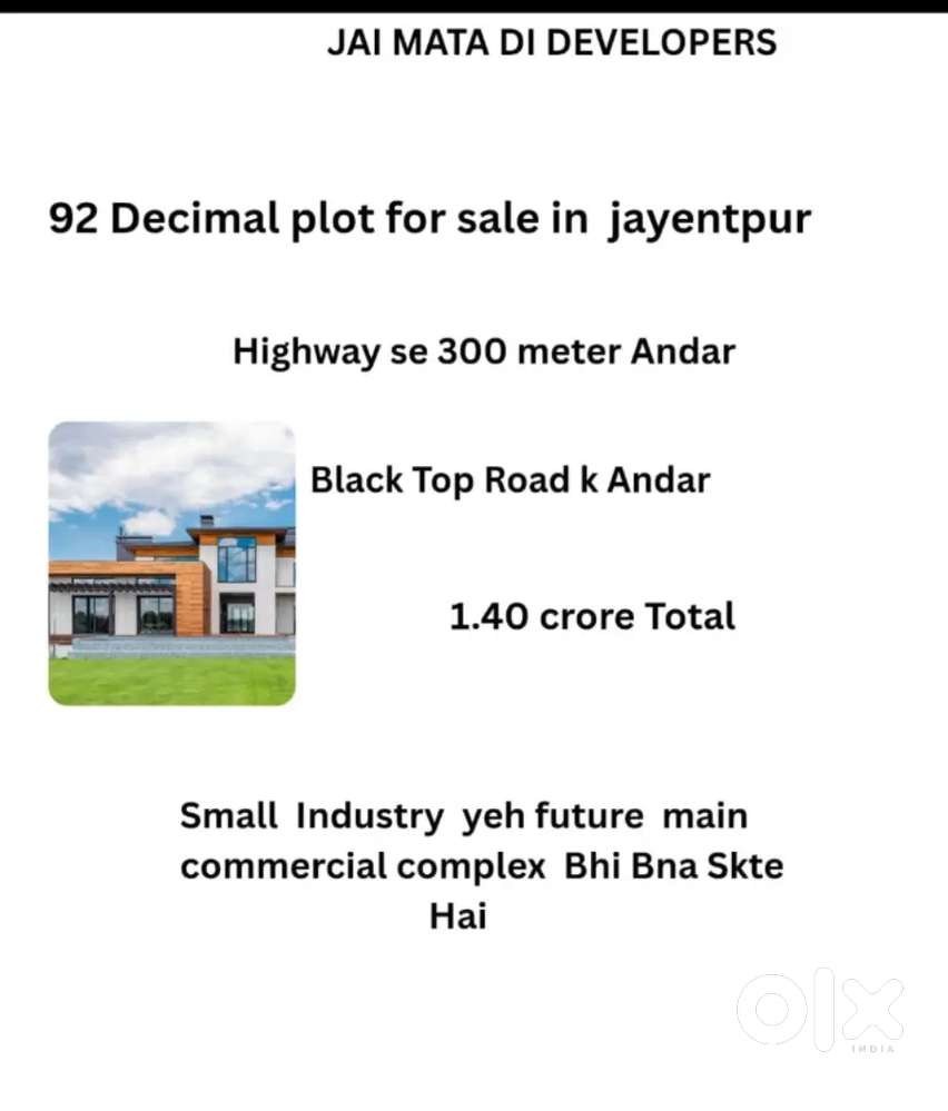 92 Decimal plot for sale in Jayentpur