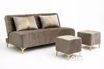 Stylish Sofa Cum Bed with Pillows & Ottomans – Modern Look