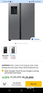 Fridge Side by side with crushed ice cube ice and water dispenser