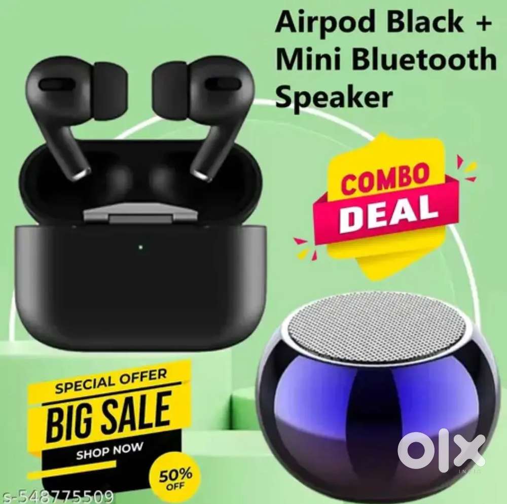 Bluetooth earbuds with mini Bluetooth speaker combo