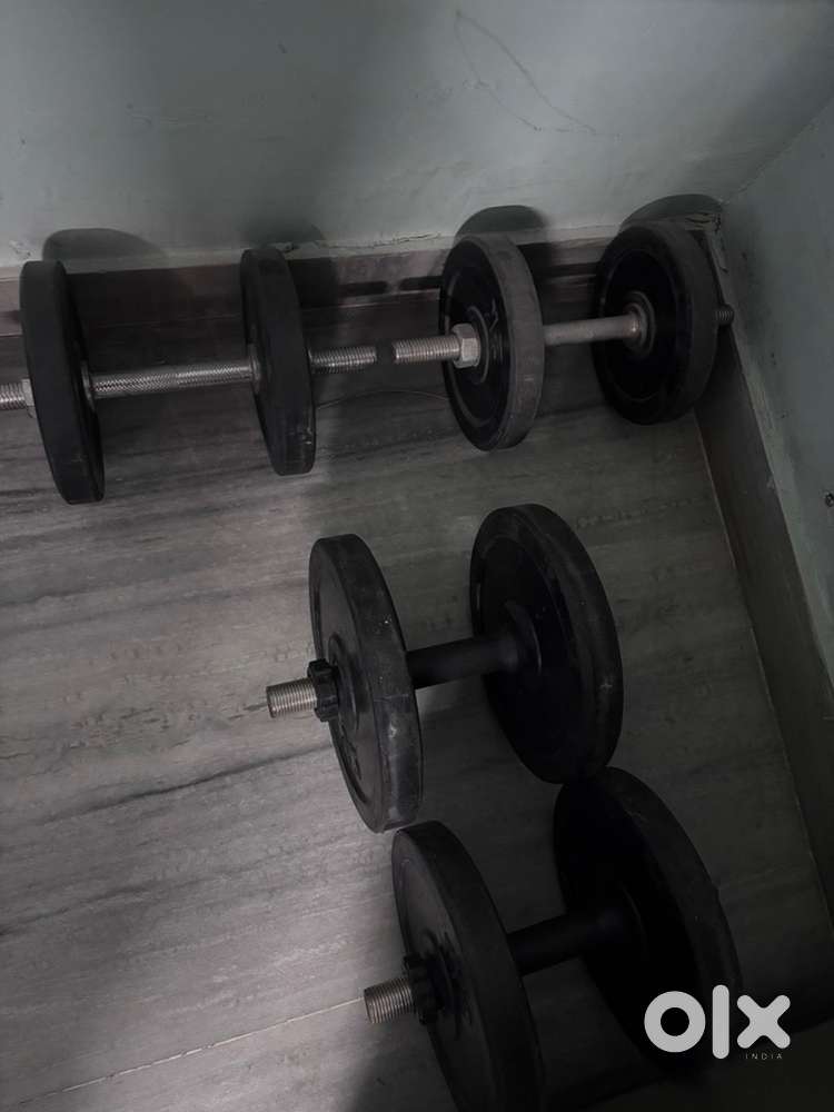 Dumbell set and weight plates ( 2 pair dumbell rod and 48kg weight)