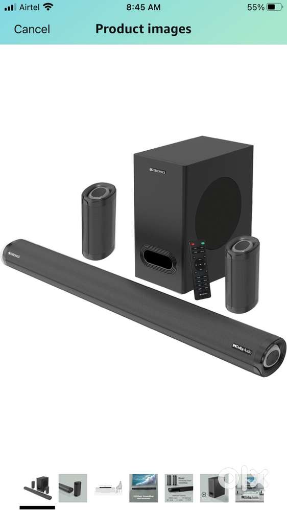Zebronics 9500ws pro dolby5.1 soundbar audio 525 watt