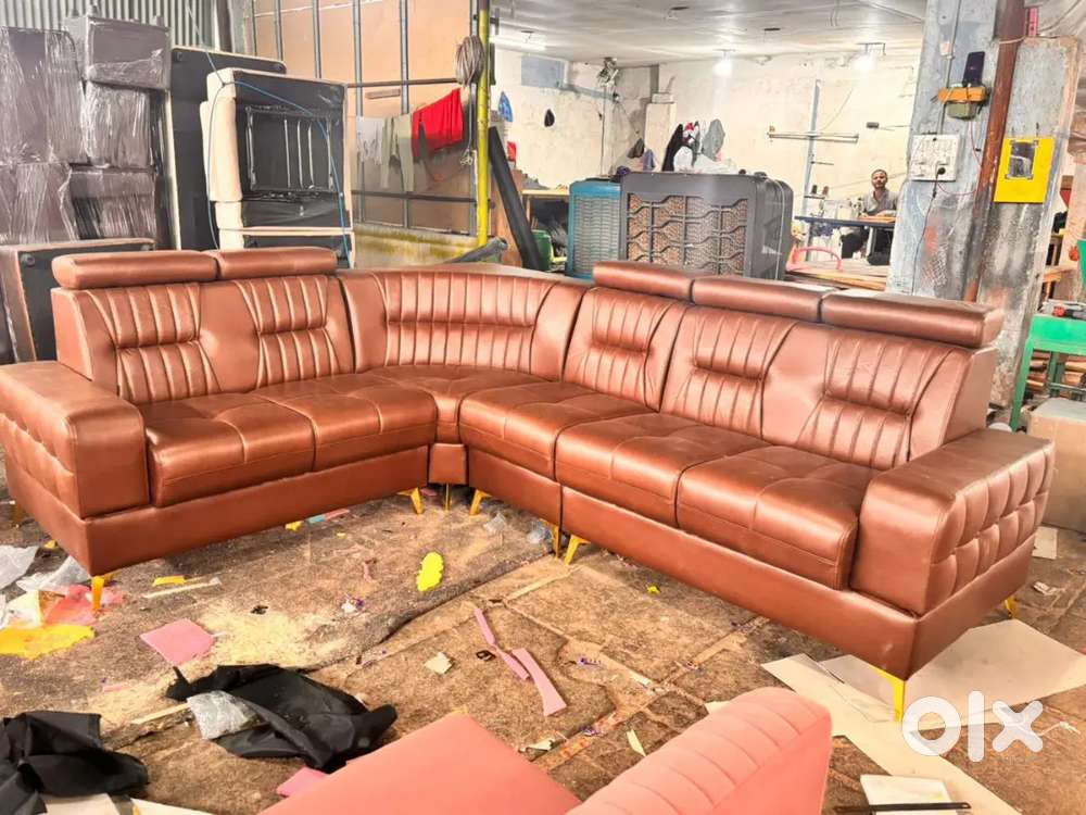 L shape sofa set with designing handle with comfortable headrest