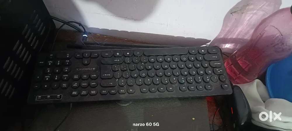Laptop with keyboard and mouse & penter