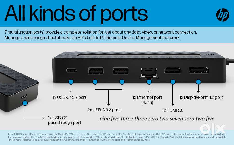 HP Universal USB-C Multi-Port Hub  USB-C to HDMI + Ethernet + USB 3.0