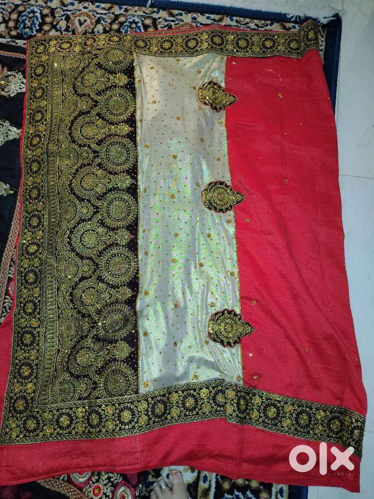 Black and red brasso full embroidered saree and full embroidery blou