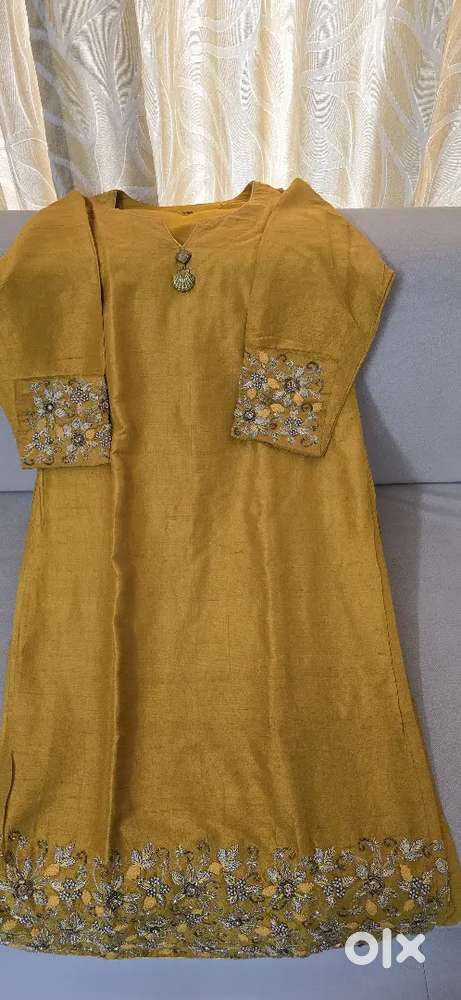 Yellow Kurti Set with Pants – Nice Embroidery, Party and Regular use