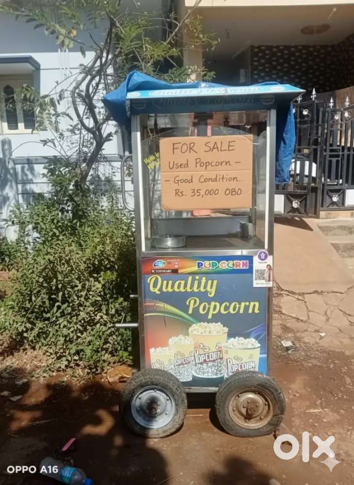 Popcorn movable  cart with gas vessel (made of steel) and lights