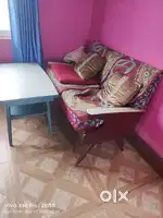 Wooden sofa set and table