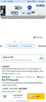 Less than 4 months used 5 star inverter AC