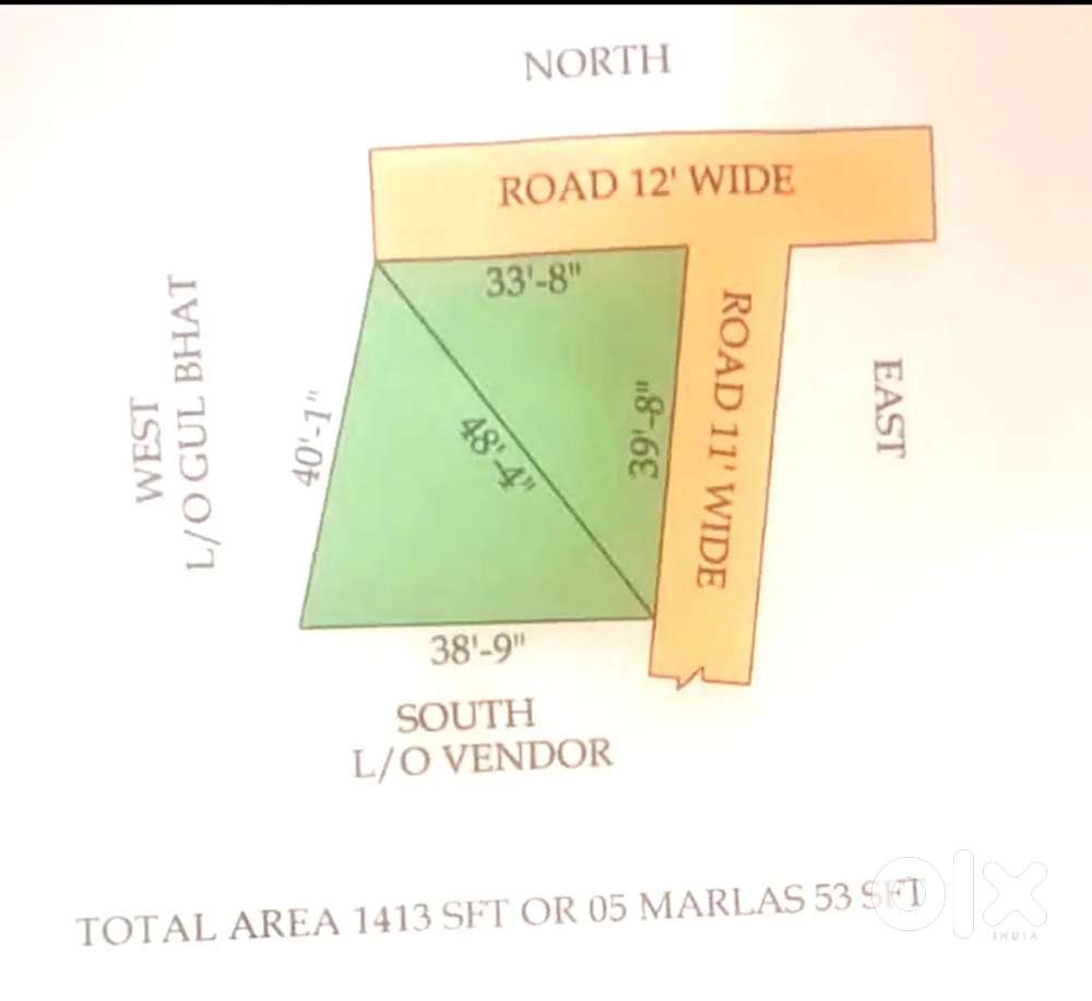 Corner plot 5 marla 50 sqft . 700 mtr from the bypass .  .
