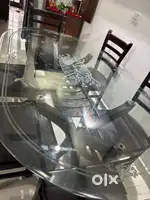 6-Seater Glass Top Dining Table with Chairs