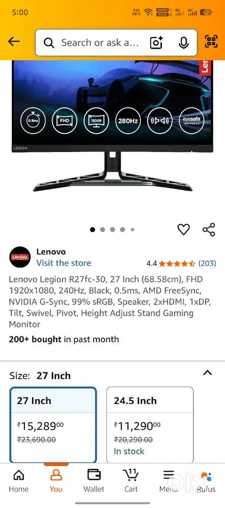 Lenovo legion r27fc curved monitor