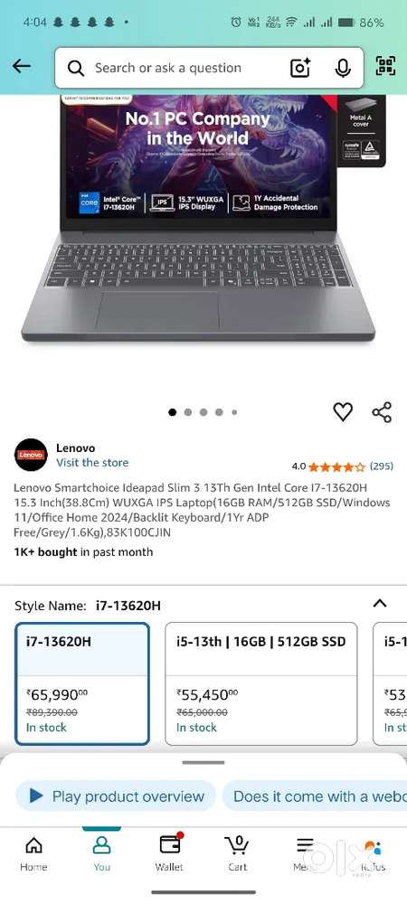 Lenovo Smartchoice Ideapad Slim 3 13Th Gen Intel Core 17