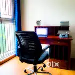 Office Chair and Teak Wood Table