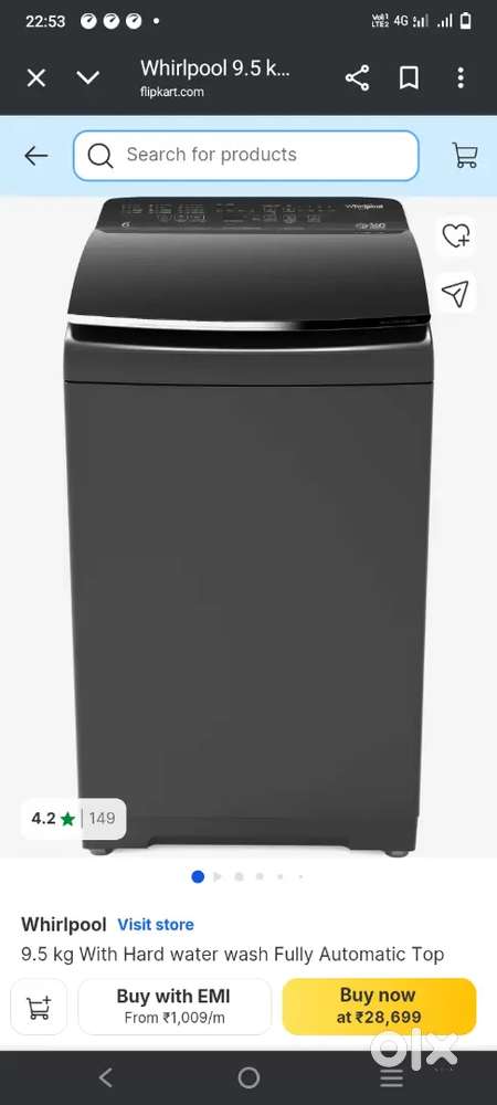 WHIRLPOOL 9,5kg WASHING MACHINE 9.5KG