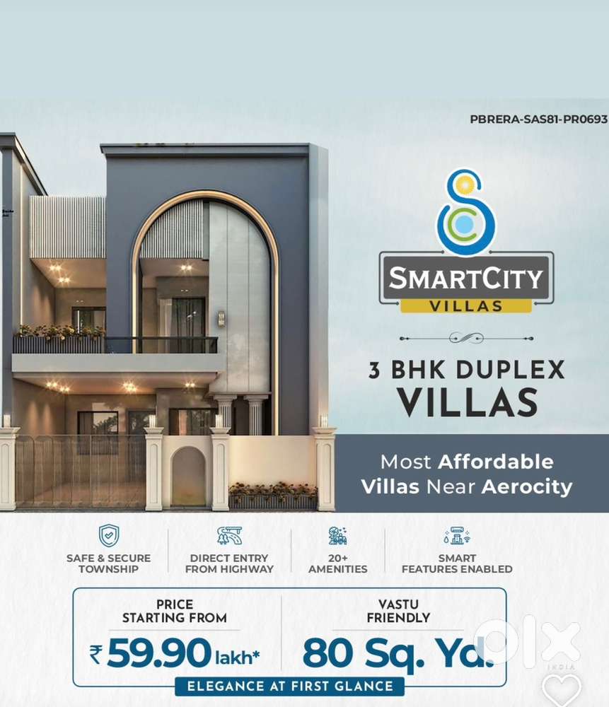 80 Sq Yrd Smart Villa For Sale in It City Mohali Nr Airport Chandigarh