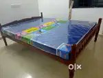 Wooden queen cot with matress