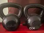 Pair of 18kg kettlebells-Cast -Iron