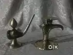 Antique pure brass solid heavy agarbatti and candle stand combo