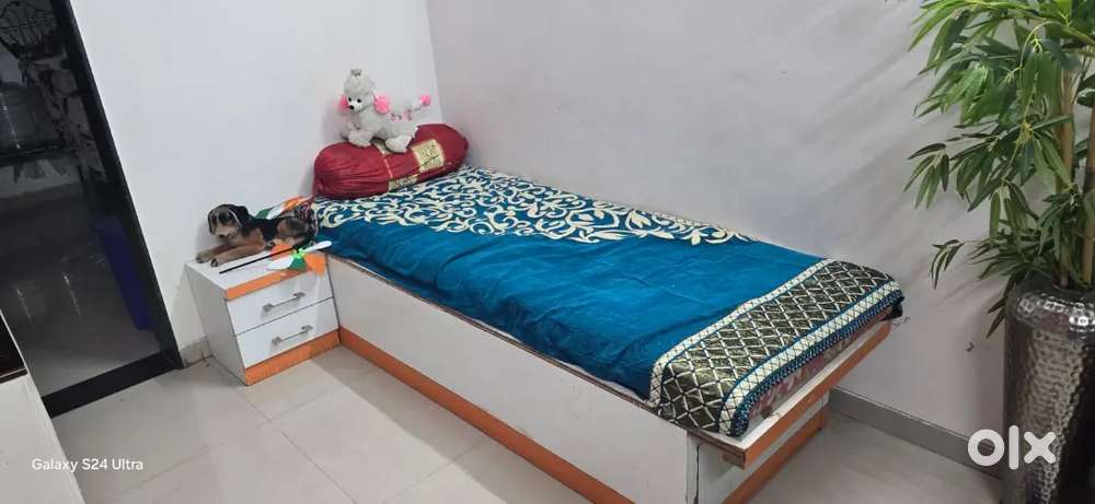 Single wooden box bed