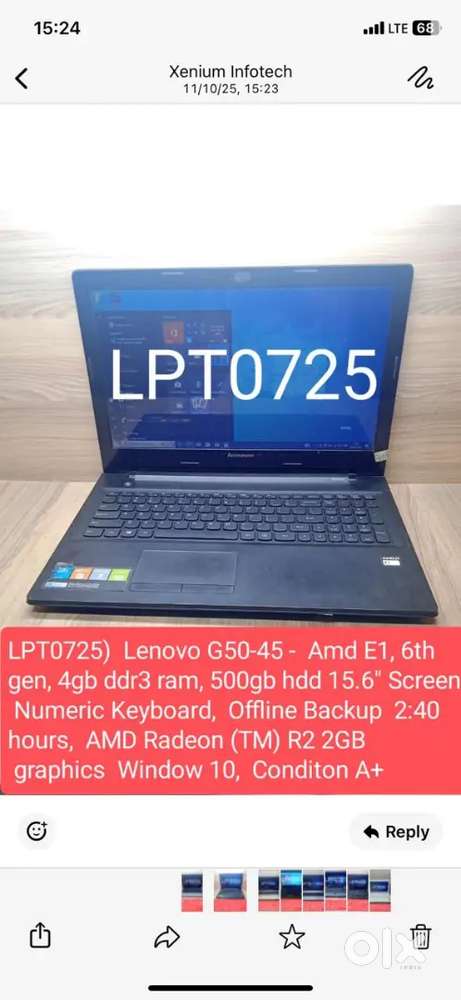 (LPT0725)  Lenovo G50-45 Refurbished Laptop