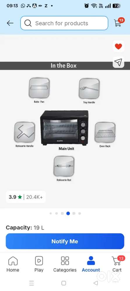 Agaro otg 19 litre price 2000